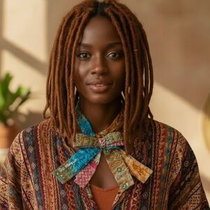 Upcycled Kantha tie jabot